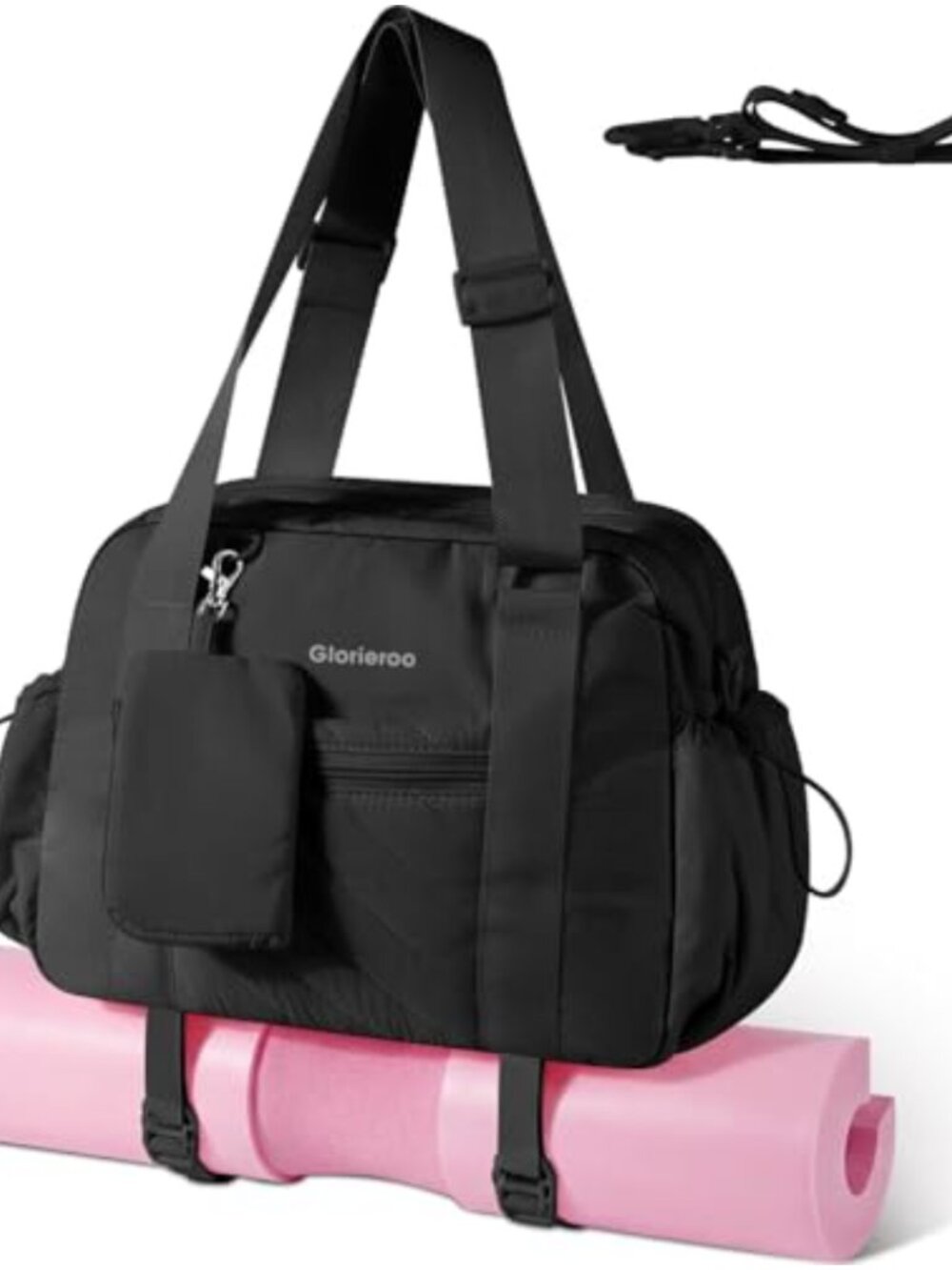 Quilted Puffer Gym Tote with Yoga Mat Holder, Insulated Compartment & Coin Purse
